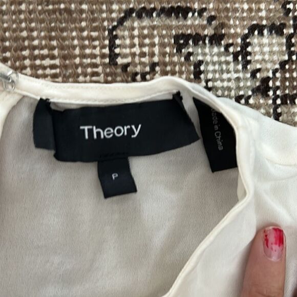 Theory Long-Sleeve Peplum Top in Silk Georgette - Picture 5 of 8